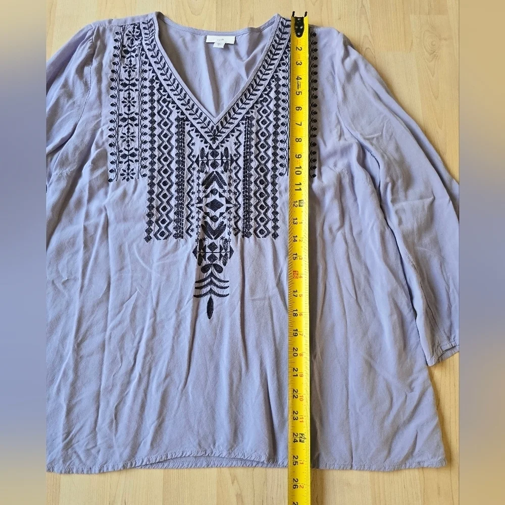 J.Jill Viscose Rayon Embroidered Tunic Top Size Medium